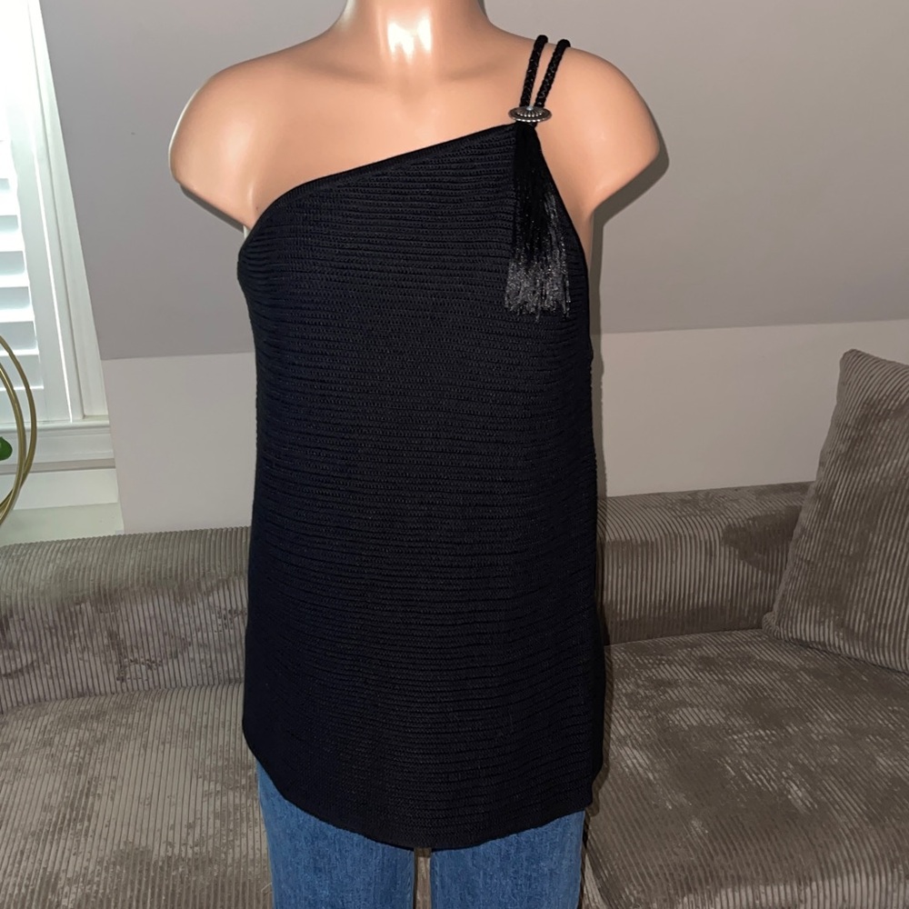 NWT 3X Lauren Ralph Lauren Black One-Shoulder Top